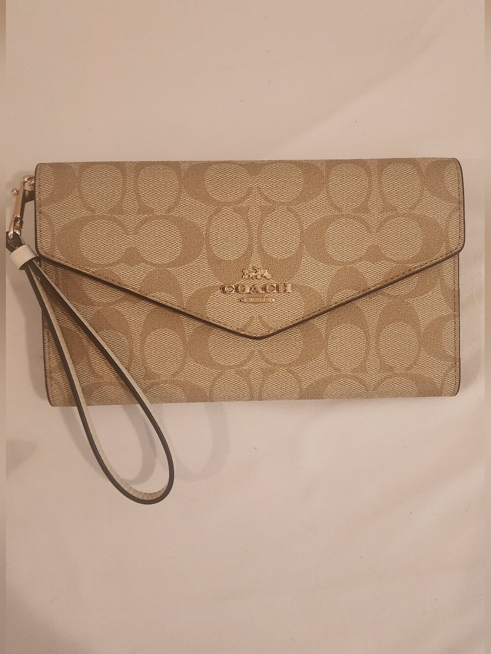 Coach Travel Envelope Wallet Wristlet Signature Canvas C1962 – Like New